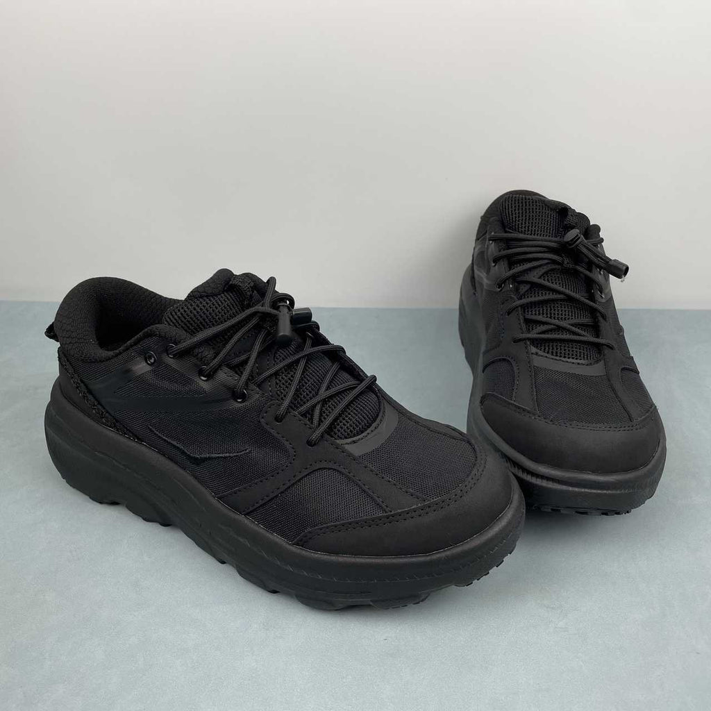 HOKA All-Black Mesh Toggle-Lace Sneakers