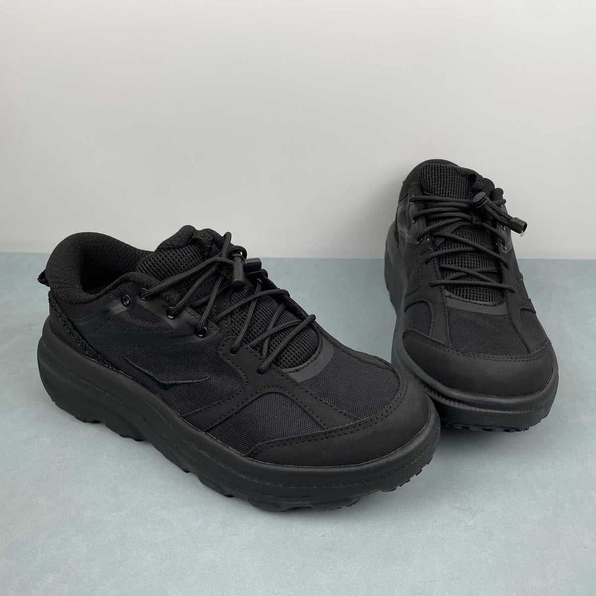 HOKA All-Black Mesh Toggle-Lace Sneakers