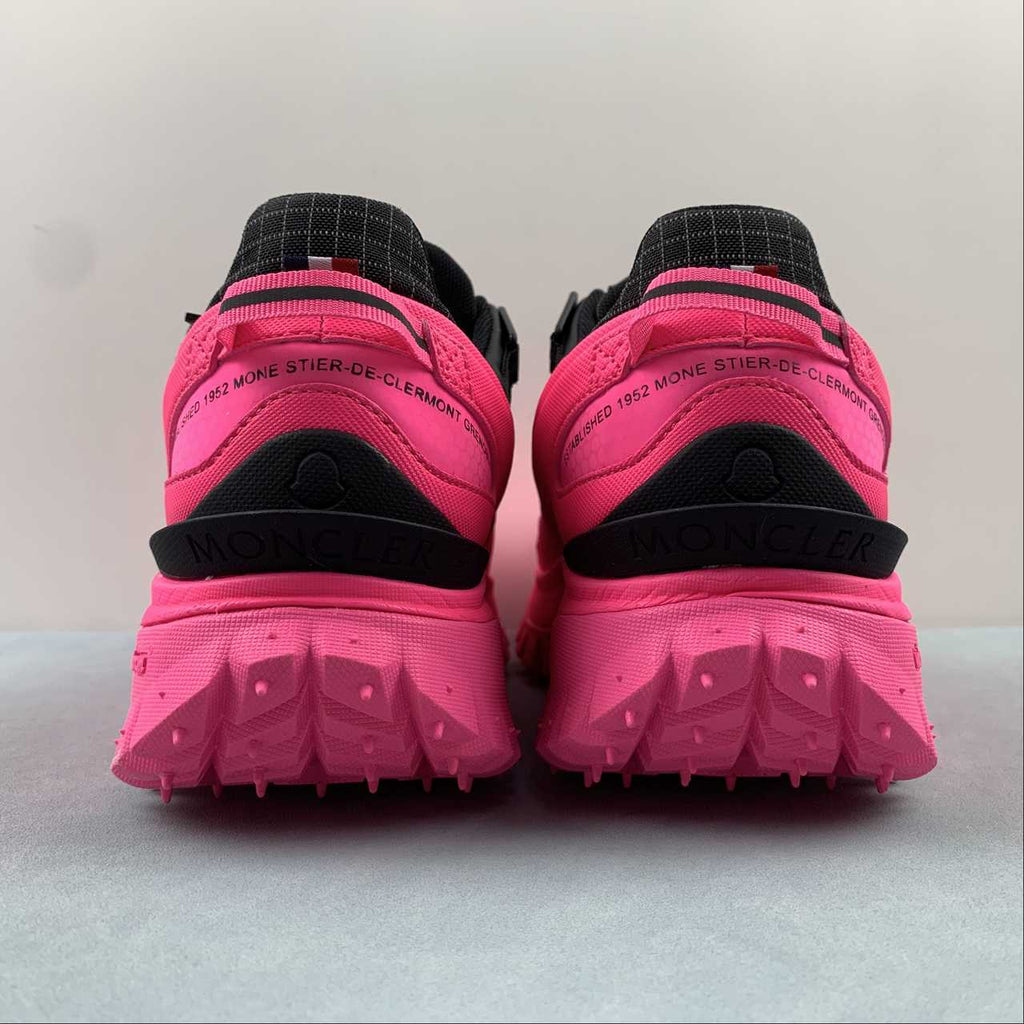 Moncler x Hoka Mafate Speed    Black and Pink Chunky Lace-Up Sneakers
