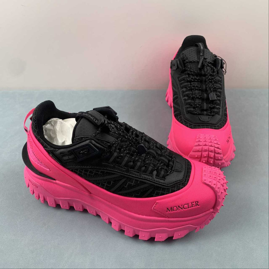 Moncler x Hoka Mafate Speed    Black and Pink Chunky Lace-Up Sneakers