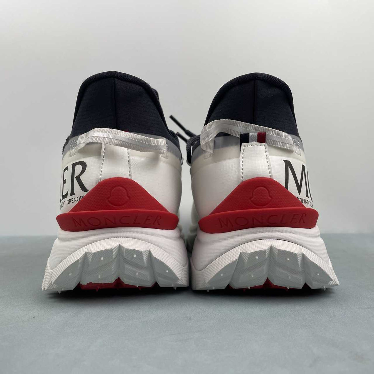 Moncler x Hoka Mafate Speed  White & Navy Sneakers with Red Accents
