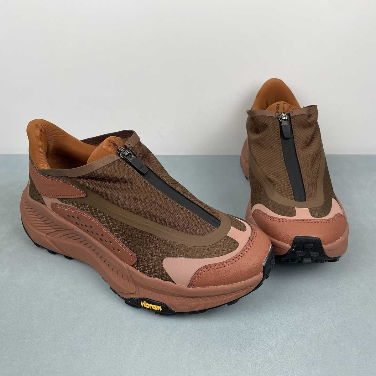 HOKA Zip-Front Sneakers – Brown