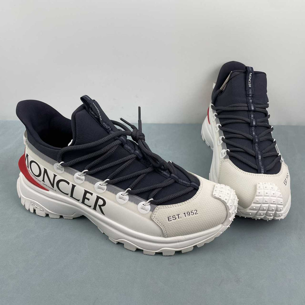 Moncler x Hoka Mafate Speed  White & Navy Sneakers with Red Accents