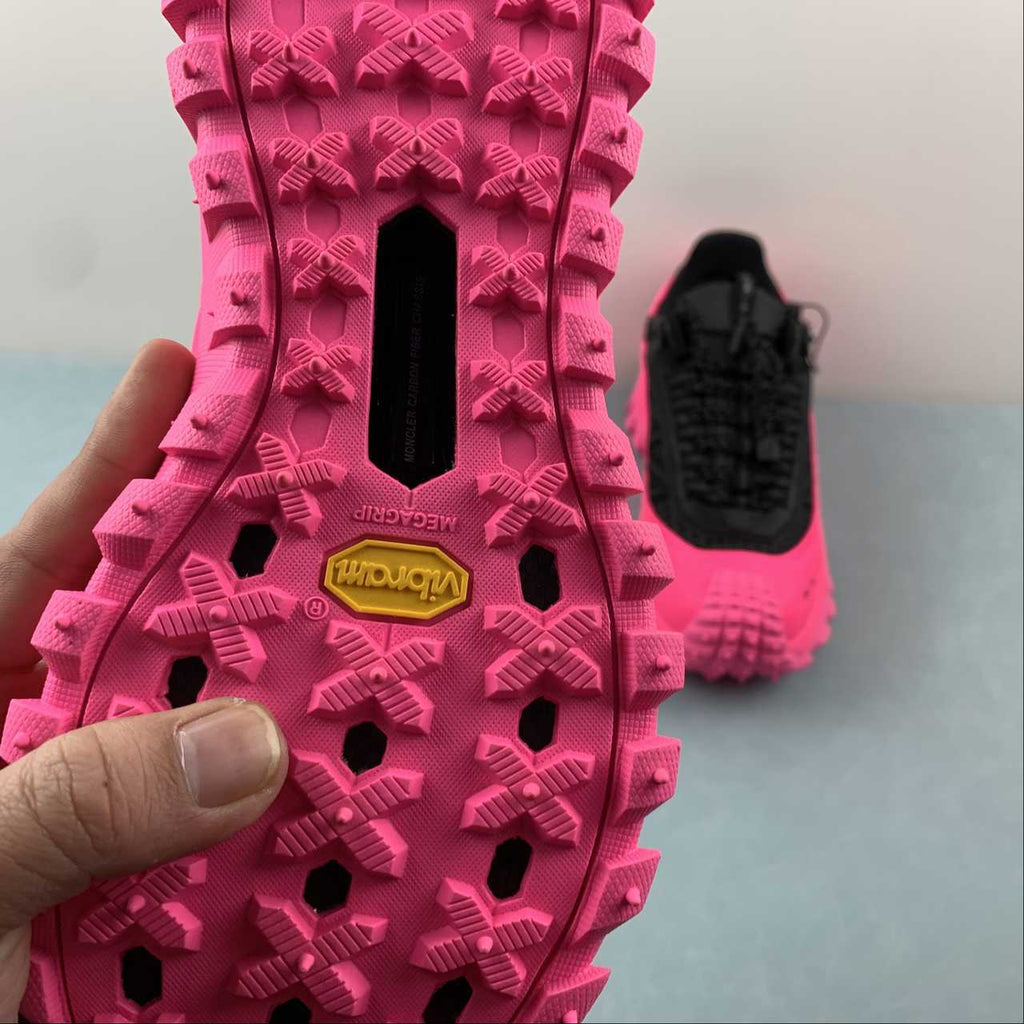 Moncler x Hoka Mafate Speed    Black and Pink Chunky Lace-Up Sneakers